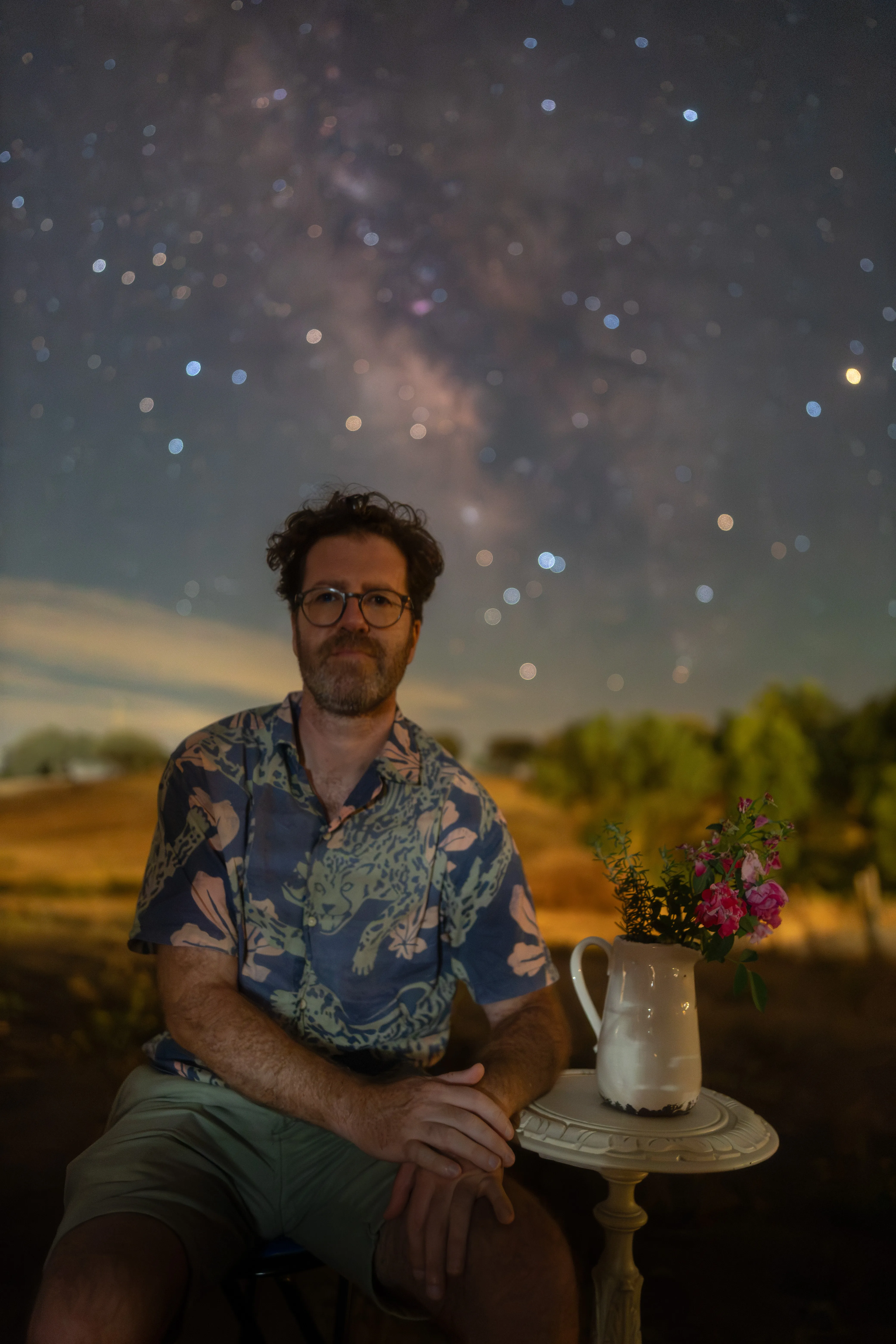 David Cruz no observatório, à noite